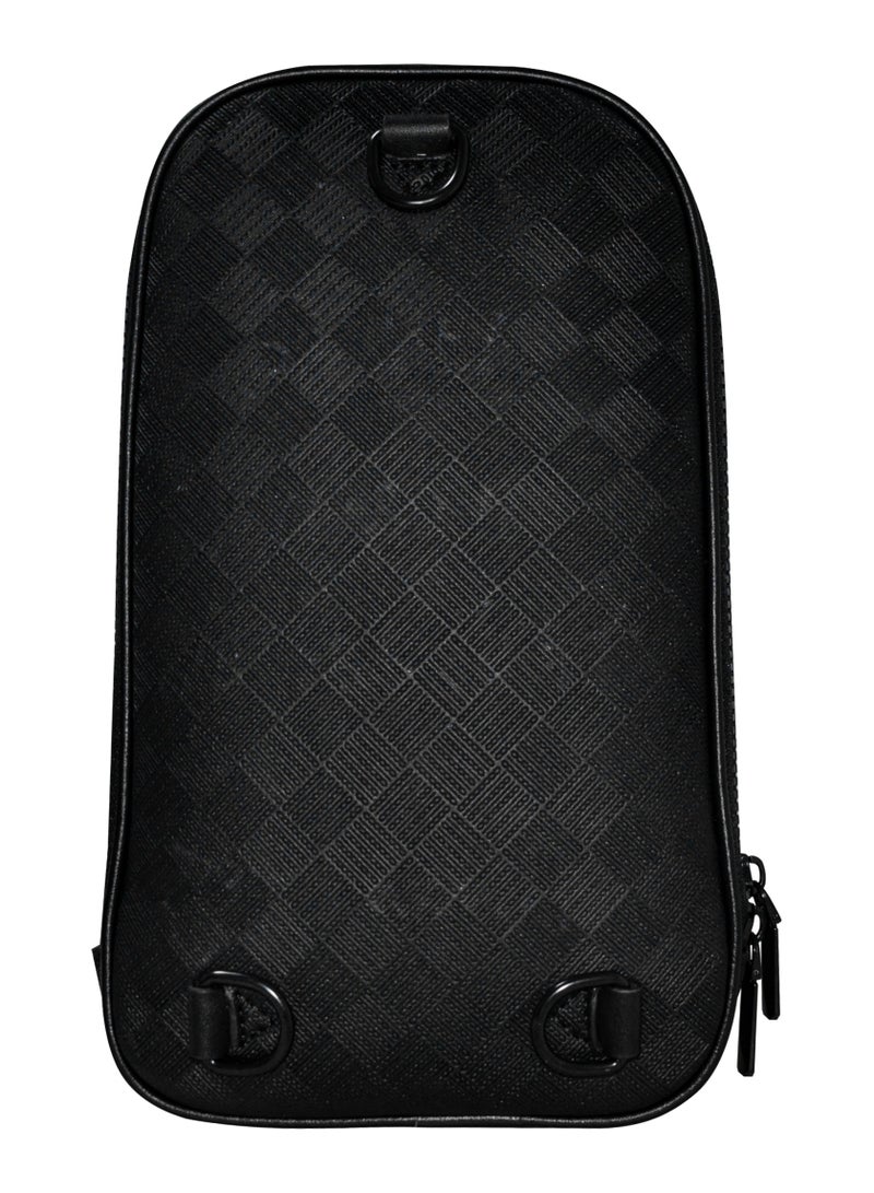 LEVELO Soho Leather Sling Bag / Designed PU Leather Finish / Interior Zipped Pocket / Elegant and Durable Bag - Black  - Image 5