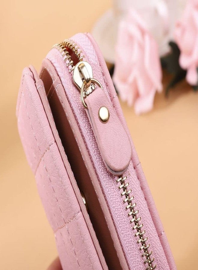 Alexvyan Small Check Bi-Fold Women's Purse Wallet Card Organizer Female Hand Clutch Women/Ladies/Girls Wallets Credit Card Holder 2 Pocket -Coin Pocket Style (Light Pink) - Image 5