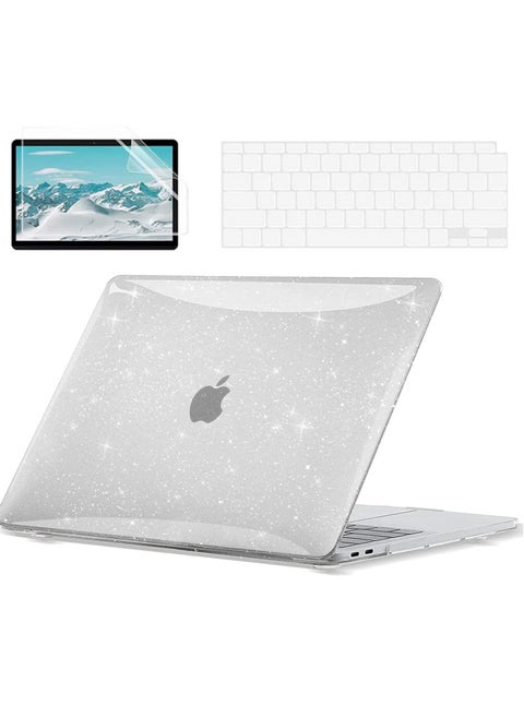 جراب متوافق مع MacBook Air مقاس 13 بوصة، جراب صلب لامع، مع شاشة Retina وTouch ID، جراب + غطاء لوحة مفاتيح TPU + واقي شاشة لعام 2022 2021-2018 M1 A2337 A2179 A1932