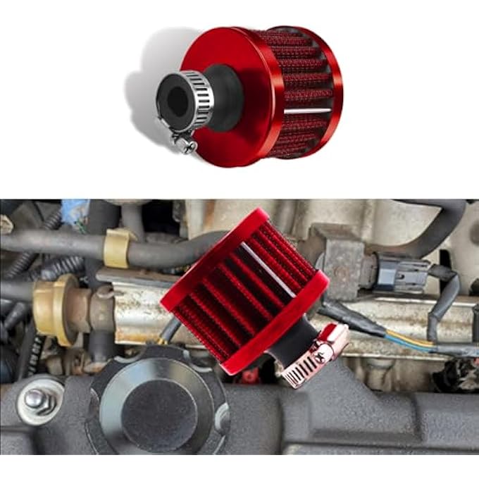 HAOBO Universal Fit Air Intake Filter, 12mm, Red - Image 1
