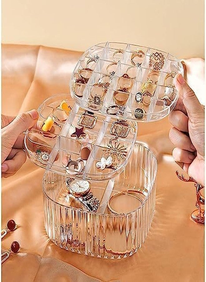 LEKORED Transparent 3 Layer Jewelry Organizer Tray for Drawer Desk Small Jewelry Storage Box for Women,girls Lid,Travel Jewelry Case Gift for Earrings, Rings,Chains,Necklace Bracelet - Image 1
