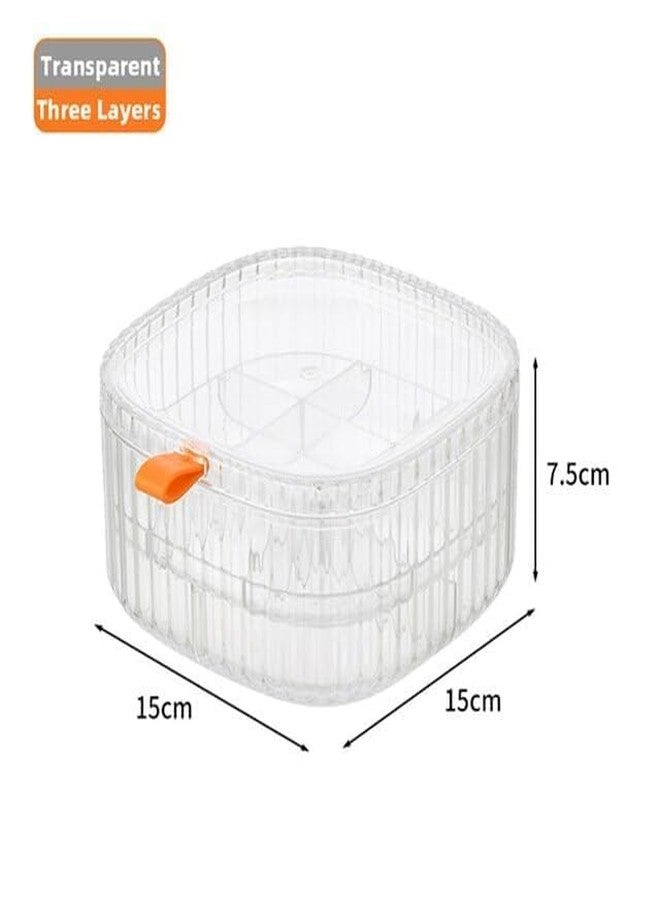 LEKORED Transparent 3 Layer Jewelry Organizer Tray for Drawer Desk Small Jewelry Storage Box for Women,girls Lid,Travel Jewelry Case Gift for Earrings, Rings,Chains,Necklace Bracelet - Image 2