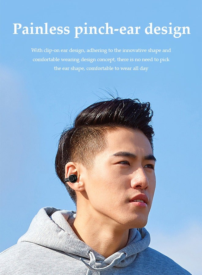 DUNISO Open Ear Wireless Headphones, clip on air conduction Bluetooth earphones, noise cancelling sports earphones, adjustable stretch, 7h playback time, suitable for running, exercising, and cycling，black  - Image 3
