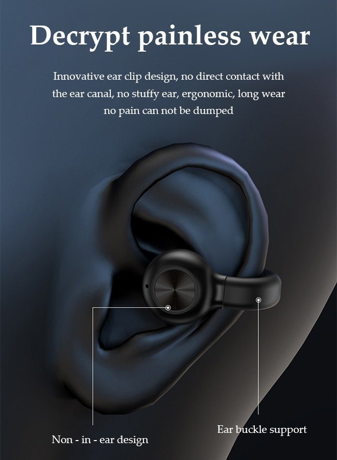 DUNISO Open Ear Wireless Headphones, clip on air conduction Bluetooth earphones, noise cancelling sports earphones, adjustable stretch, 7h playback time, suitable for running, exercising, and cycling，black  - Image 4