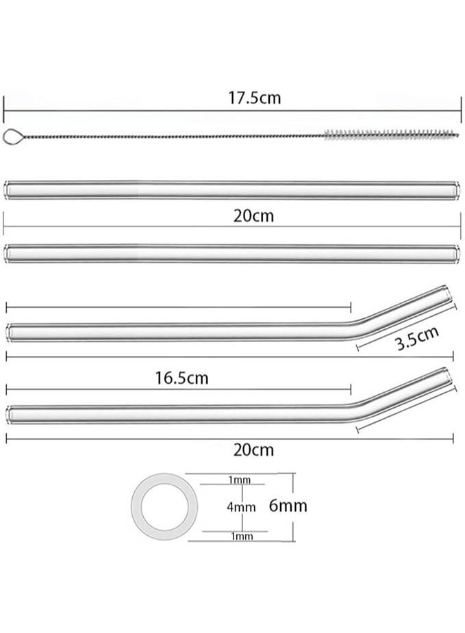 ECVV Glass Transparent Straw Set 5 Pieces - 4 x Straws, 1 x Brush, Healthy and Eco-friendly, Suitable for Everyday Drinking, Breadfast, Juice  - Image 3