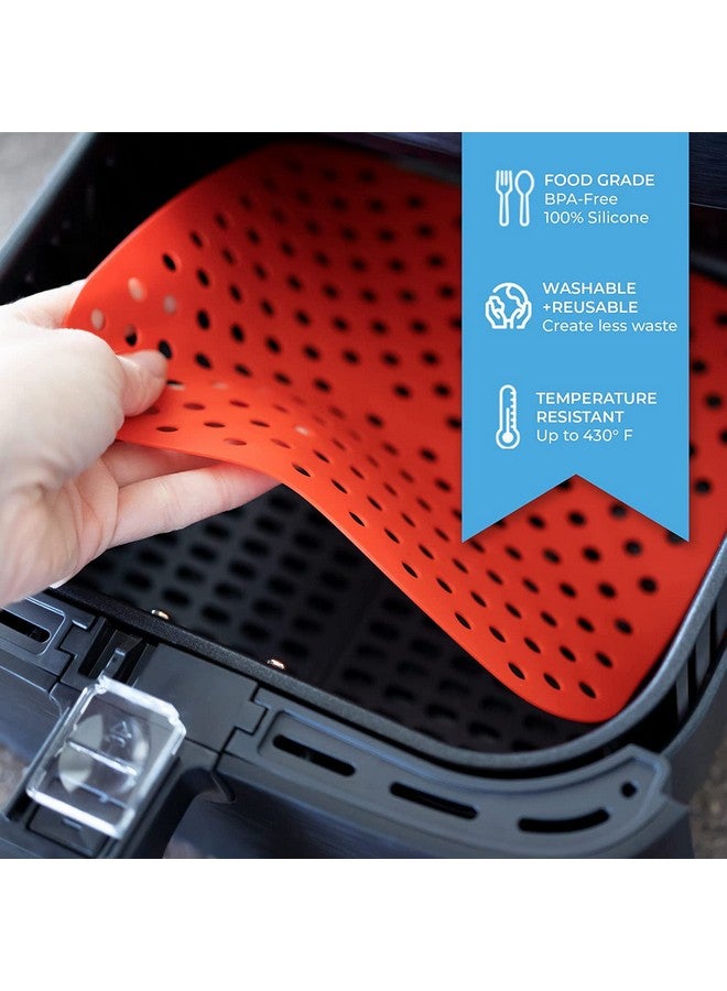 Trifecta Silicone Air Fryer Liners Non Stick and Easy Clean Air Fryer mats, Pad, Accessories Parchment Paper Replacement for Air Fryer Basket Air Frying, Steaming and Oven Baking Pack - 2 (Square - 8.5 IN) - Image 3