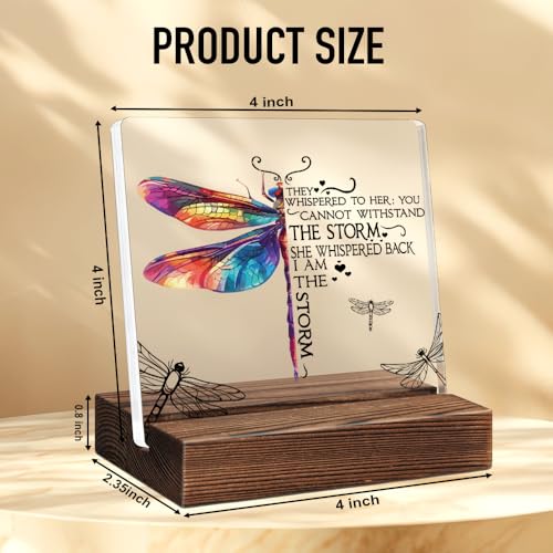 Mhfpl They Whispered to Her Butterfly Acrylic Plaque Sign with Wooden Stand, Women Empowerment Office Decor, Motivational Quotes Gifts for Women, Feminist Acrylic Gifts for Sister BFF Friend Coworker - Image 2