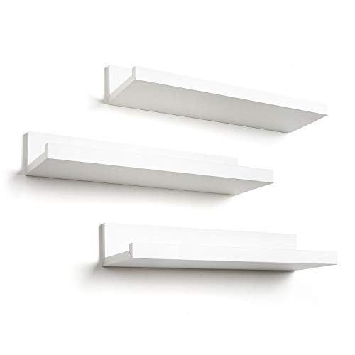 Americanflat 14" Floating Shelves for Wall - Set of 3 - Made of Engineered Wood with Lipped Ledge - Floating Wall Shelves for Bedroom, Bathroom, Kitchen, Office, and Living Room - White - Image 1