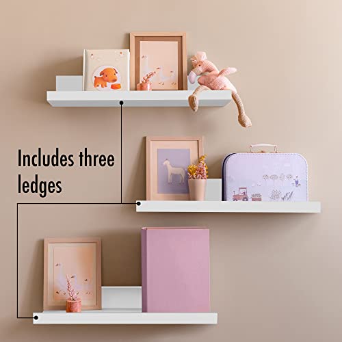 Americanflat 14" Floating Shelves for Wall - Set of 3 - Made of Engineered Wood with Lipped Ledge - Floating Wall Shelves for Bedroom, Bathroom, Kitchen, Office, and Living Room - White - Image 4