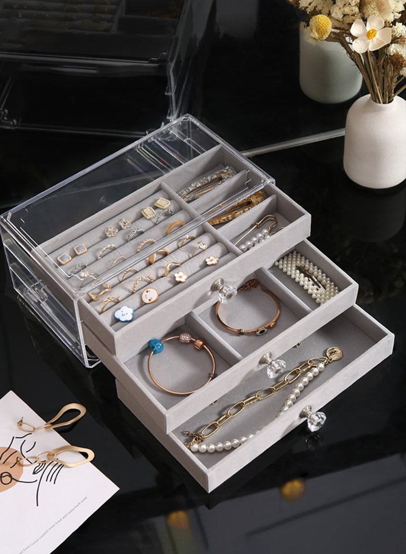 Beirui Multi-functional jewellery box, jewellery storage box, acrylic jewellery storage box, earring, bracelet, necklace storage box, earring jewellery box for jewellery storage and displaying lady gifts  - Image 1