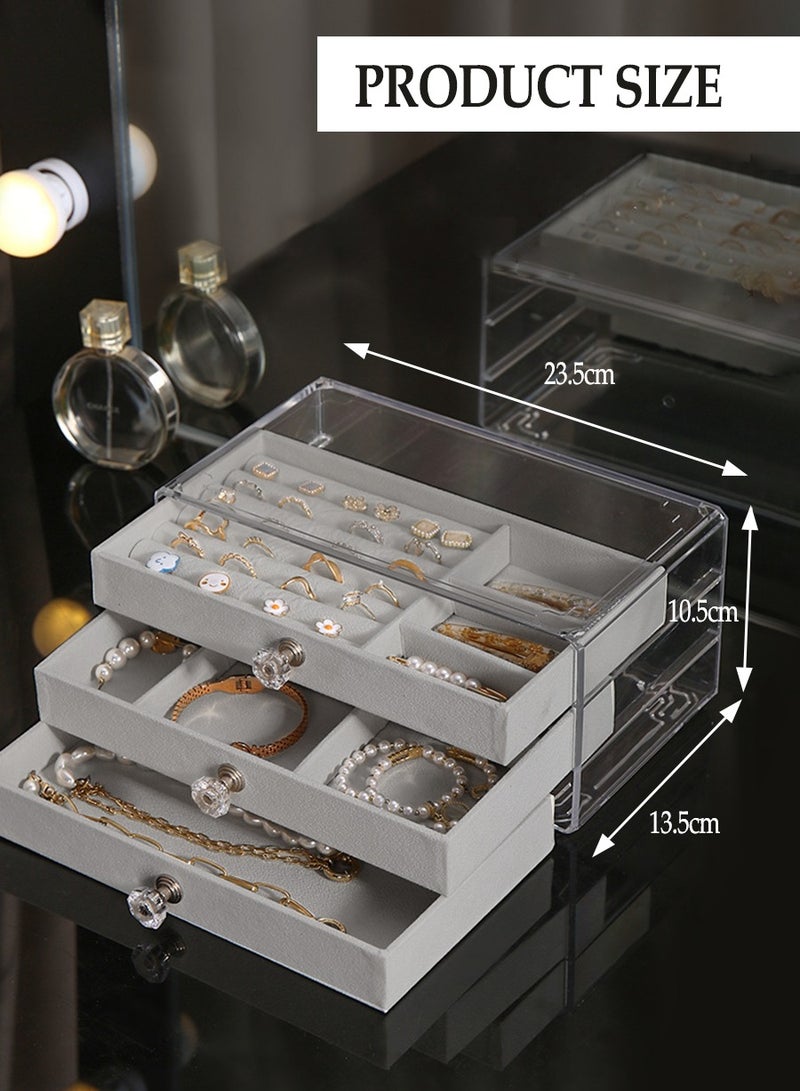 Beirui Multi-functional jewellery box, jewellery storage box, acrylic jewellery storage box, earring, bracelet, necklace storage box, earring jewellery box for jewellery storage and displaying lady gifts  - Image 3