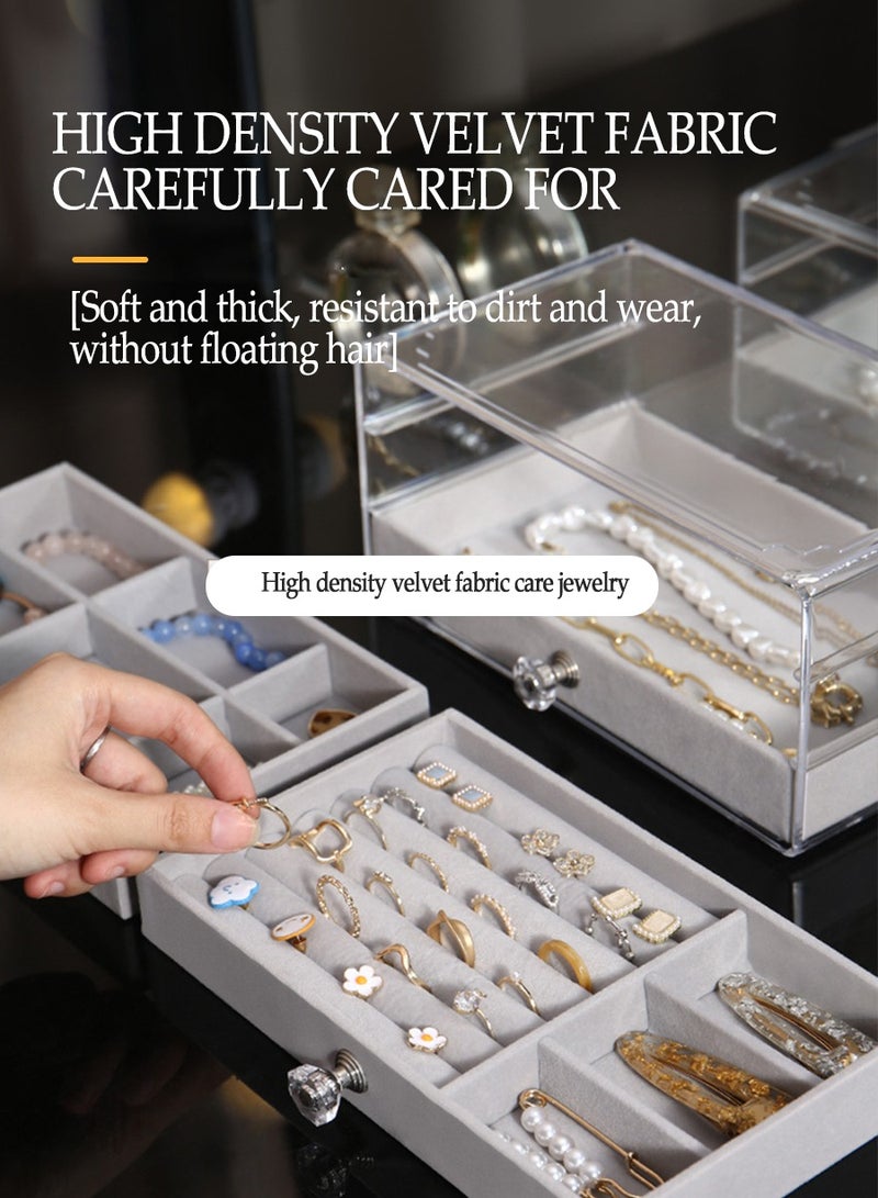 Beirui Multi-functional jewellery box, jewellery storage box, acrylic jewellery storage box, earring, bracelet, necklace storage box, earring jewellery box for jewellery storage and displaying lady gifts  - Image 5