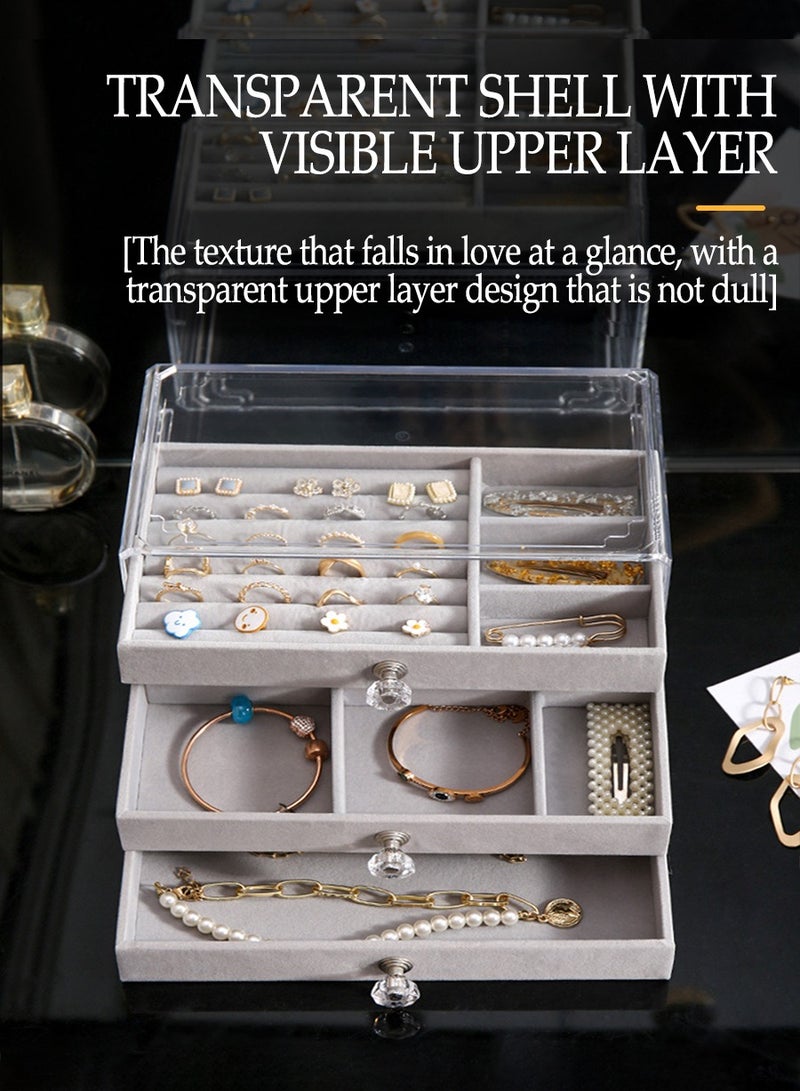 Beirui Multi-functional jewellery box, jewellery storage box, acrylic jewellery storage box, earring, bracelet, necklace storage box, earring jewellery box for jewellery storage and displaying lady gifts  - Image 4