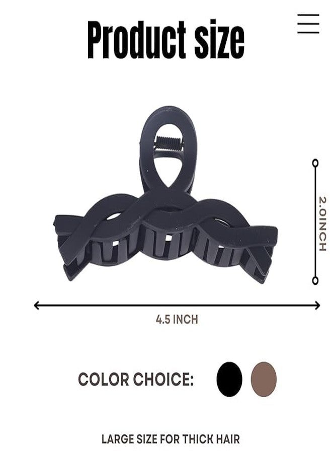 APSAMBR 5 Pack Assortment Large Claw Clips Hair Clips for Women Thick Hair, Multi-Styles Matte Non-slip Hair Clips,Strong Hold Jaw Clip Valentines Day Gifts Neutral and Black - Image 3