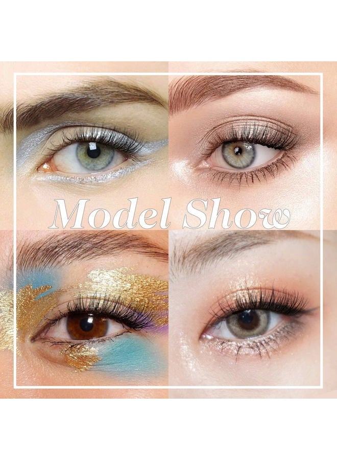 Alice Half Lashes Natural Cat Eye False Lashes Wispy Fluffy Faux Mink Lashes Crisscross Multi-layers 3D Fake Eyelashes 7 Pairs Pack - Image 4