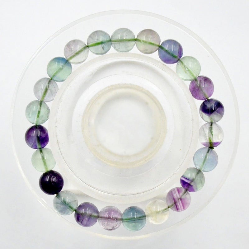 AD Beads Natural Gemstone Round Beads Stretch Bracelet Healing Reiki 8mm (Grade A Fluorite) - Image 2
