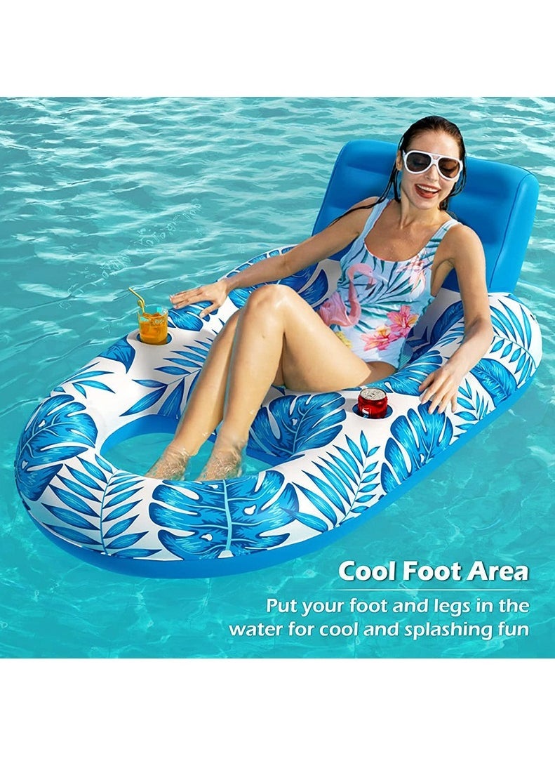Generic - Inflatable Pool Floats Lounger Adult, Pool Float Lounge Raft Floaties Water Floating Recliner Chair with Cup Holders Foot Rest Swimming Pool Floaty - Image 1