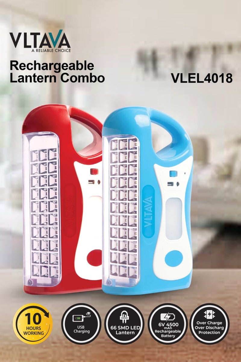 VLTAVA 2-in-1 Rechargeable LED Lantern - Emergency Light – 66 SMD LEDs, USB & Solar Charging, Power Bank, 6V 4500mAh Battery - VLEL4018 - Image 2