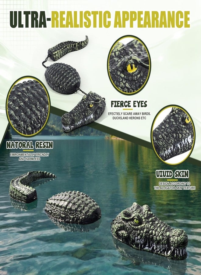 Mysora 3 Pack 3-Segment Floating Alligator Decoy 31.5inch Plastic Fake Crocodile Sculpture for Pond Pool Duck Deterrents Realistic Alligator Pool Float for Yard Outdoor Garden Decoration - Image 3