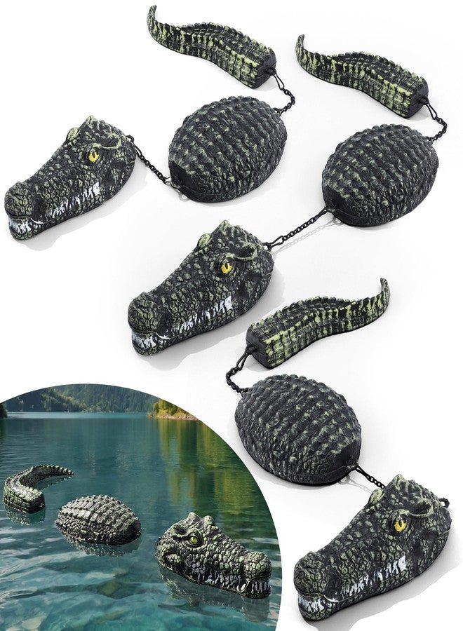 Mysora 3 Pack 3-Segment Floating Alligator Decoy 31.5inch Plastic Fake Crocodile Sculpture for Pond Pool Duck Deterrents Realistic Alligator Pool Float for Yard Outdoor Garden Decoration - Image 1