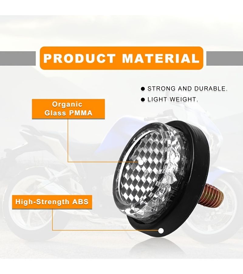 White Mini Motorcycle License Plate Reflectors 4pcs Acrylic Safety Kit - Image 4