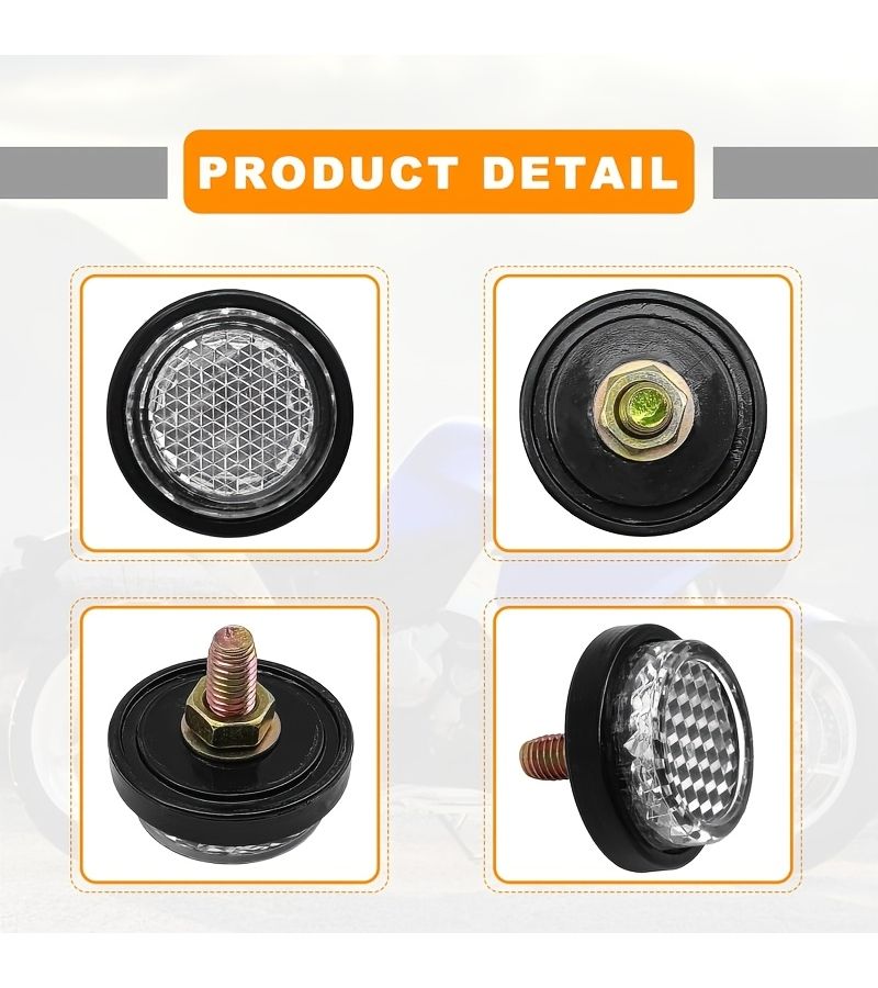 White Mini Motorcycle License Plate Reflectors 4pcs Acrylic Safety Kit - Image 3