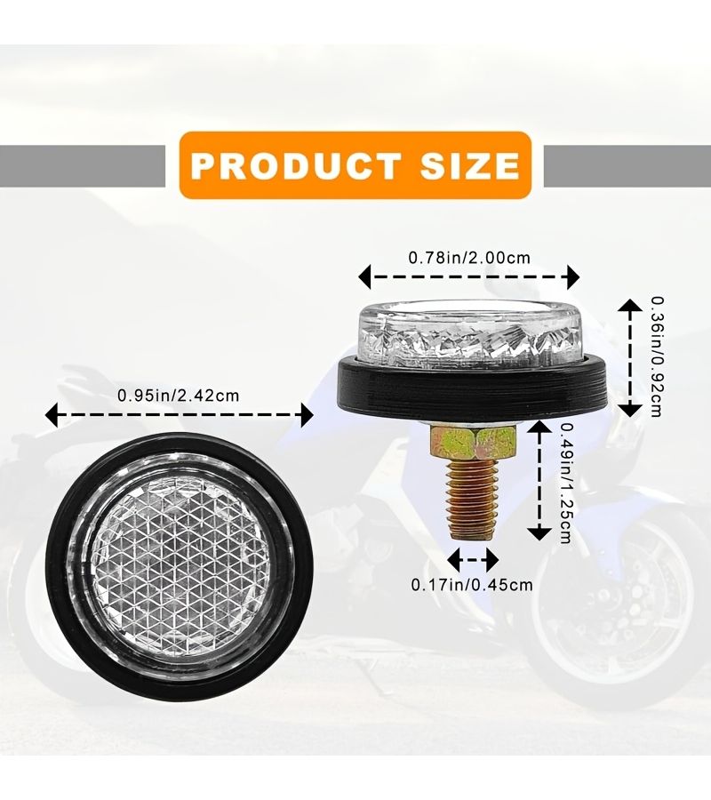 White Mini Motorcycle License Plate Reflectors 4pcs Acrylic Safety Kit - Image 2
