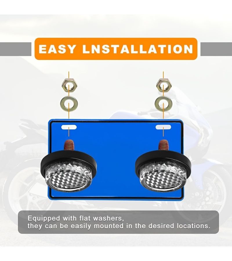 White Mini Motorcycle License Plate Reflectors 4pcs Acrylic Safety Kit - Image 5