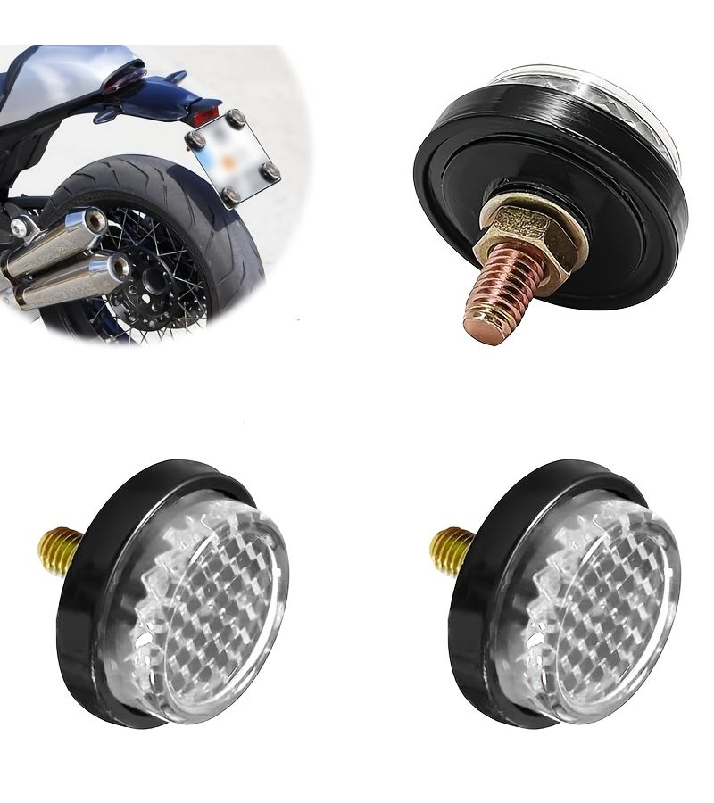 White Mini Motorcycle License Plate Reflectors 4pcs Acrylic Safety Kit - Image 1