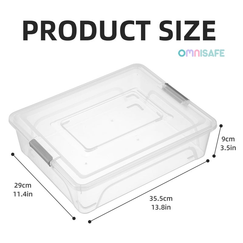 OMNISAFE Plastic Storage Bin with Lid, Stackable Design, Clip Box for Crafts, Supplies and Office Items Container (4 Pack 10 Quart) - Image 2
