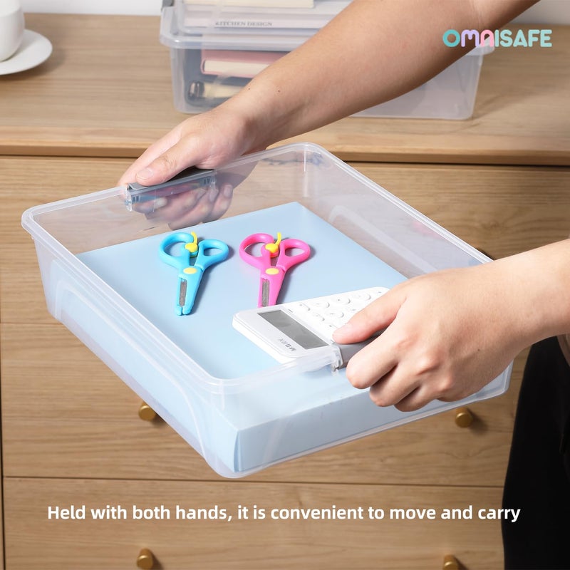 OMNISAFE Plastic Storage Bin with Lid, Stackable Design, Clip Box for Crafts, Supplies and Office Items Container (4 Pack 10 Quart) - Image 5