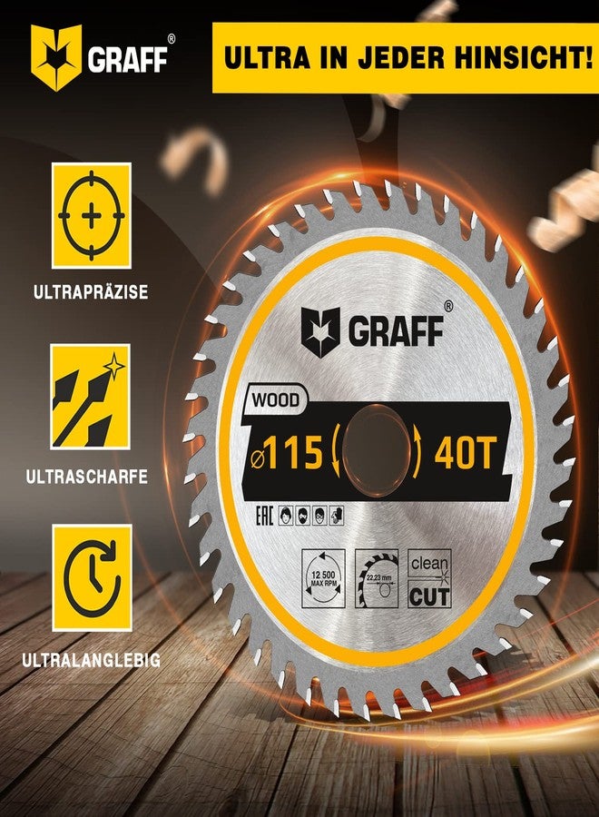 GRAFF 4-1/2 Inch Angle Grinder Circular Saw Blade for Wood, Plywood, Laminate, Drywall, Plastic - 40-Teeth Wood Cutting Disc with 7/8 Inch Arbor from GRAFF - Image 4
