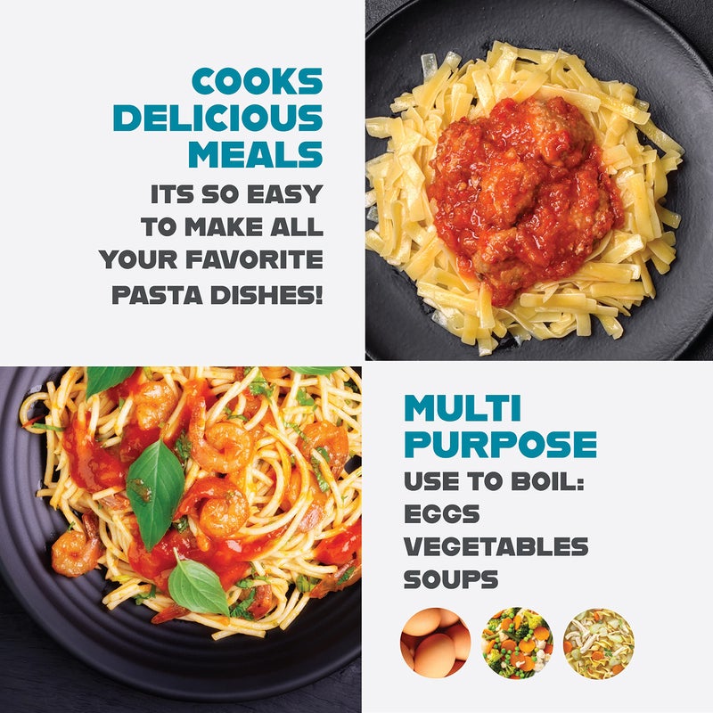 Gotham Steel 5 Quart Stock Pot Ceramic Multipurpose Pasta Pot with Strainer Lid & Twist and Lock Handles, Tempered Glass Lid, Dishwasher Safe, Aqua Blue - Image 5