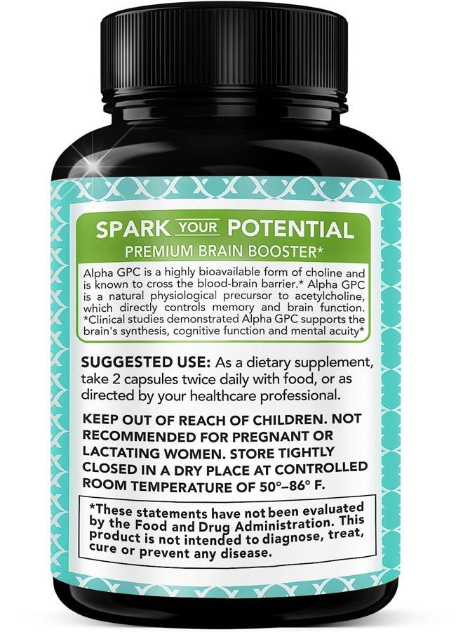 X Gold Health Alpha GPC Choline Supplement 600mg, 99%+ Highly Purified, Highly Bioavailable Source of Choline,120 Veggie Capsules, Cognitive Enhancer Nootropic, Supports Memory & Brain Function, Boosts Focus & Mood - Image 3