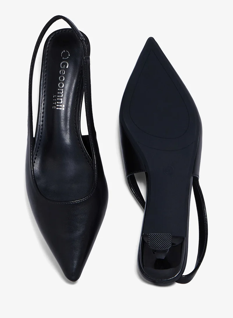 Geoomnii BLACK Geoomnii Low Heel Mules for Women – Comfortable Slip-On Backless Heels for Office, Casual & Daily Wear for Women | Best Price UAE