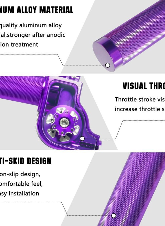 JXPANG Motorcycle Throttle Grip 7/8" 22mm CNC Aluminum Quick Twister with Throttle Cable for KLX CR CRF EXC XR CRF50 CRF230 50 70 110 125 230 250 Dirt Pit Bike Motocross Motorbike Quad ATV (Purple) - Image 2