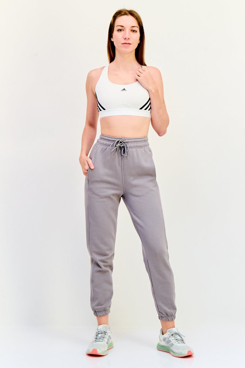 Adidas Women Branded Logo Padded Sports Bra, White  - Image 4