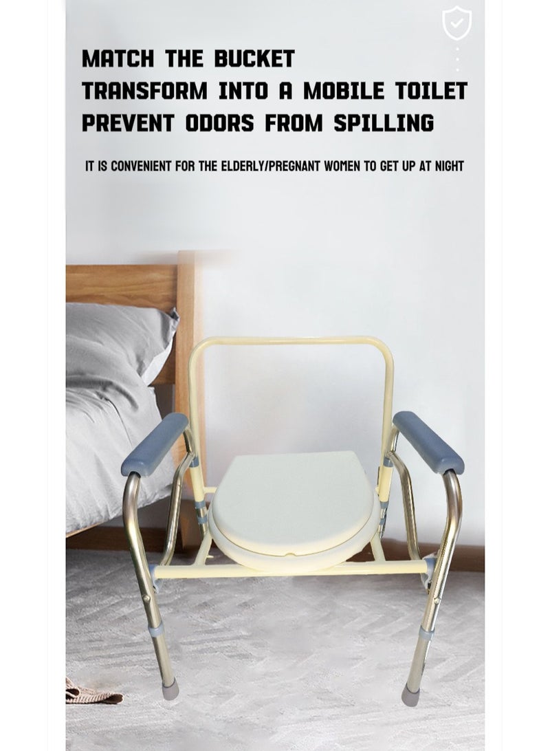 jingpin 4-in-1 Multifunctional Mobile Toilet Chair | Reinforced Steel Tube Supports 180kg | 5 Adjustable Heights + Anti-Slip Wheels | Foldable Shower/Toilet/Walking Aid Wheelchair (Elderly/Pregnant/Disabled) - Image 3