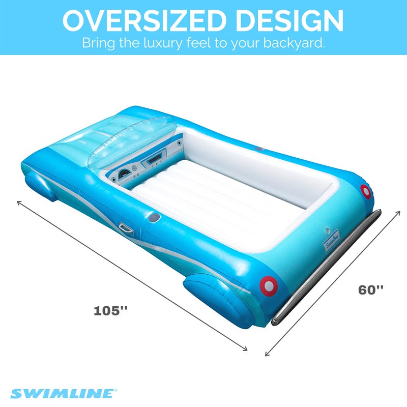 Swimline سويملين طوف قابل للنفخ للسباحة، أريكة، طوف، مرتبة، حصيرة ممتعة، كلاسيكية قابلة للتحويل، زرقاء - Image 4