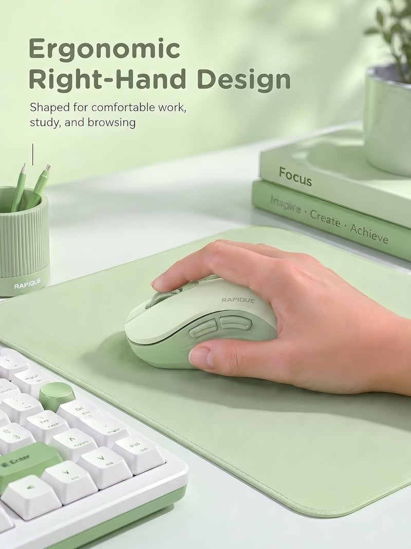 RAPIQUE Bluetooth Wireless Mouse, Dual Bluetooth & 2.4GHz USB Receiver, Right-Hand Design, Quiet Clicks, Low Power, Multi-Device Compatibility for MacBook, Laptop, Computer, iPad, PC - Sage Green - Image 3