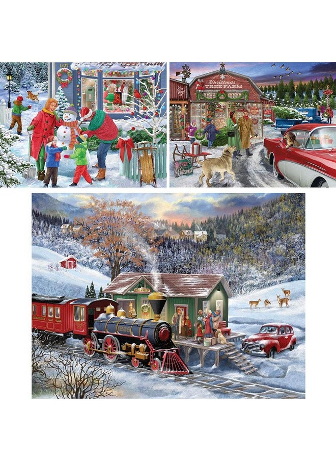Bits and Pieces Bits and Pieces - Value Set of Three (3) 500 Piece Jigsaw Puzzles for Adults - Each Puzzle Measures 18" x 24" - Home for The Holidays Jigsaws by Artist Bigelow Illustrations  - Image 2