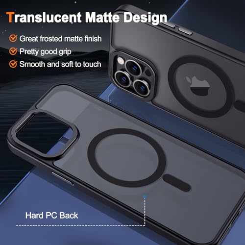 Hython Case for iPhone 14 Pro Max Case Magnetic Translucent Matte Phone Cases 6.7" [Compatible with MagSafe] Thin Slim Fit Shockproof Bumper Hard Protective Cover for Women Men Girls, Frosted Black - Image 2