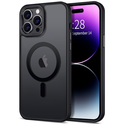 Hython Case for iPhone 14 Pro Max Case Magnetic Translucent Matte Phone Cases 6.7" [Compatible with MagSafe] Thin Slim Fit Shockproof Bumper Hard Protective Cover for Women Men Girls, Frosted Black - Image 1