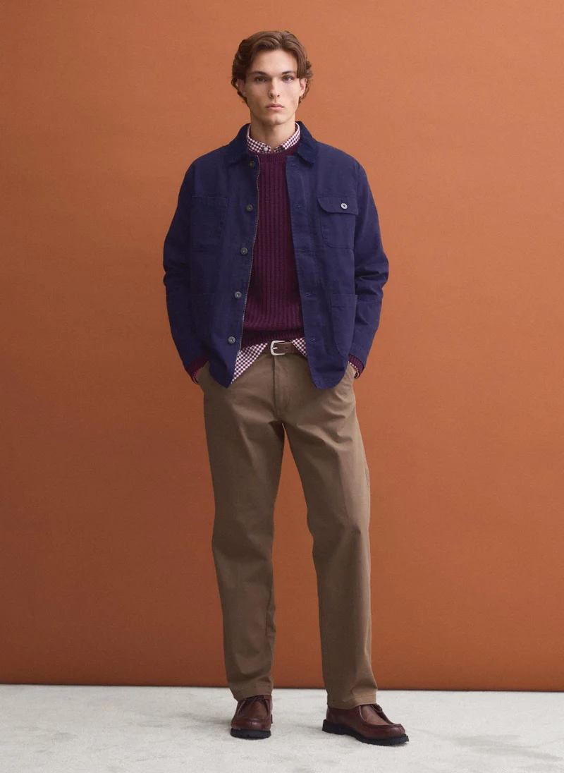 Ovs OVS Brown regular-fit stretch cotton twill chino trousers