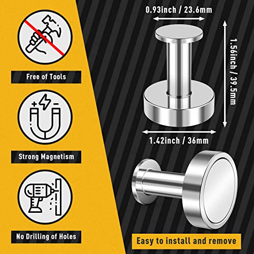 Junarter 3Pack Strong Magnetic Hooks for Hanging Coats and Bags, 65 LBS Heavy Duty Magnetic Hanger Neodymium Magnet Hooks, Push Pin Style Heavy Duty Magnet Hooks for Home, Kitchen, Office - Image 3