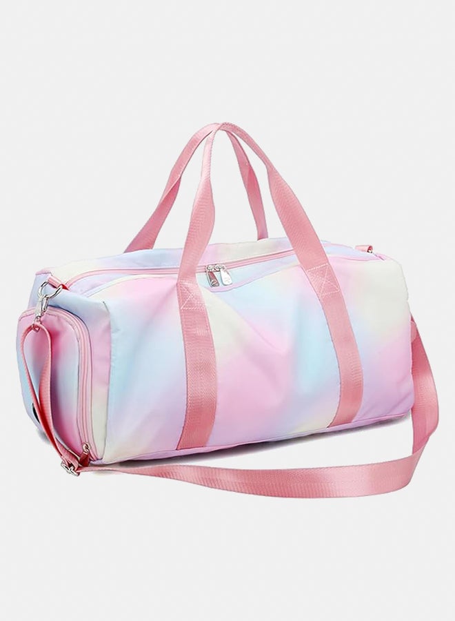 Children's Girls Travel Bag for Gymnastics Swimming Cute Colourful Dance Bag Rainbow Pattern Sports Bag Women's Pink Blue Training Bag with Waterproof Bag Shoe Compartment Shoulder Strap - Image 1