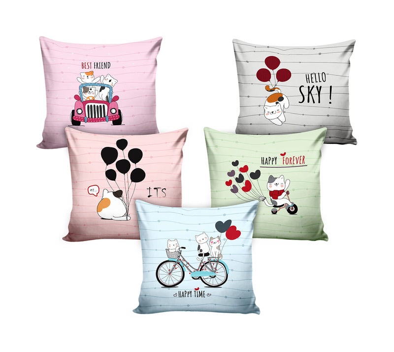 Ultimate Trends Polyester Digital Modern Printed Cushion Cover 20x20 Set of 5, Multi Color(UTCC-1219_20) - Image 2