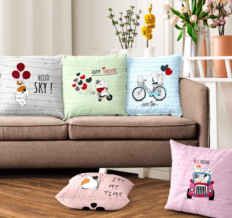 Ultimate Trends Polyester Digital Modern Printed Cushion Cover 20x20 Set of 5, Multi Color(UTCC-1219_20) - Image 1