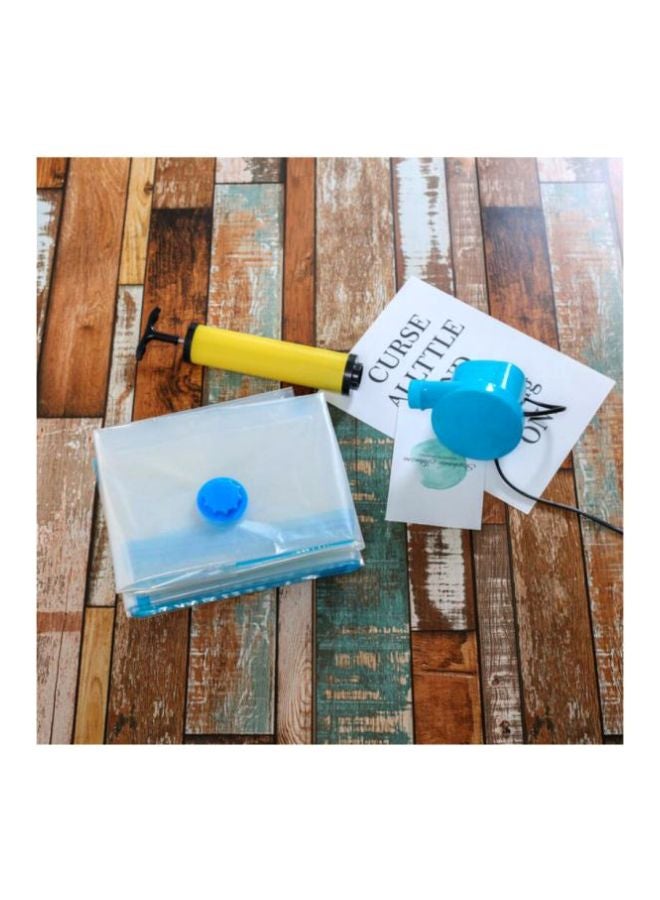 Loquat 7-Piece Reusable Sealer Storage Bag With Suction Pump Clear/Blue 70x100cm - Image 5