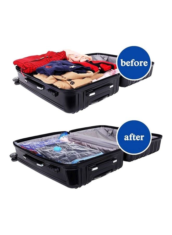 Loquat 7-Piece Reusable Sealer Storage Bag With Suction Pump Clear/Blue 70x100cm - Image 4